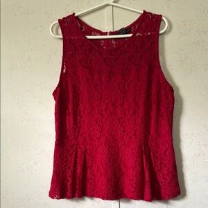 Attention Red Lace Sleeveless Blouse